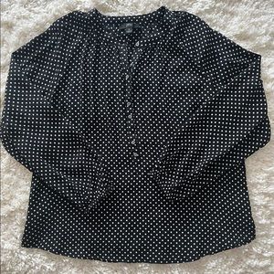 J. Crew Black and White Polka Dot Henley Blouse size Small